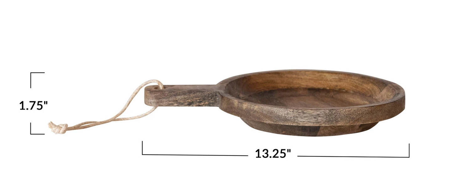 Bowl Mango Wood w/ Handle & Jute Tie Natural 13 1/4"L