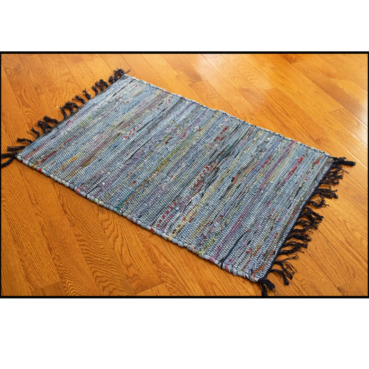 Rag Rug Overdyed Cotton Blue 3'x5