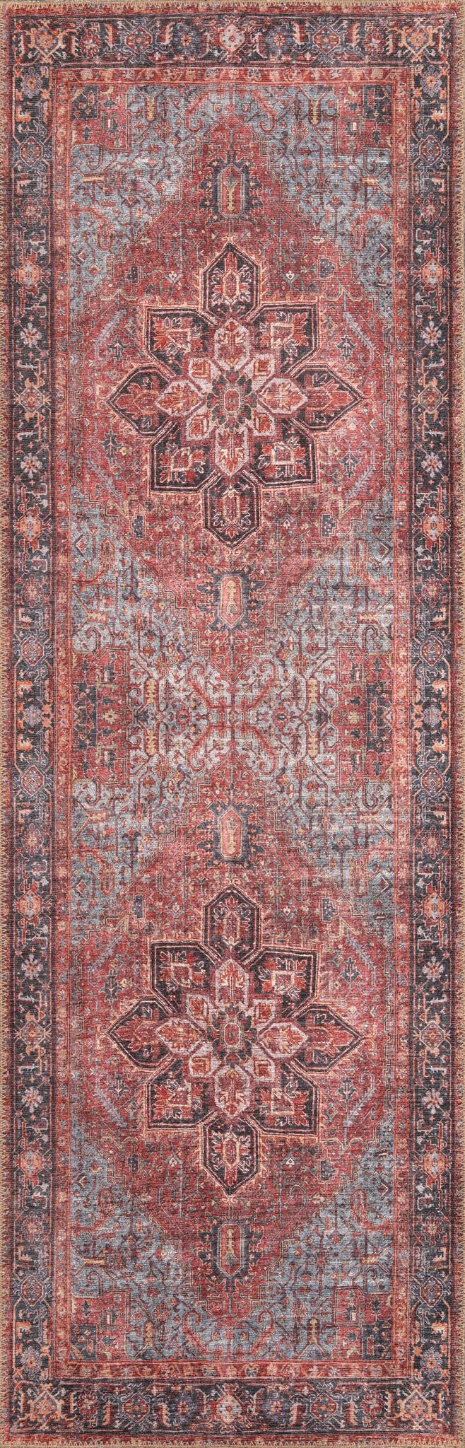 London Anna Red Washable Rug 5' x 7'6"