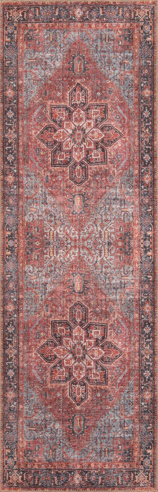 London Anna Red Washable Rug Runner 2'6" x 7'6"