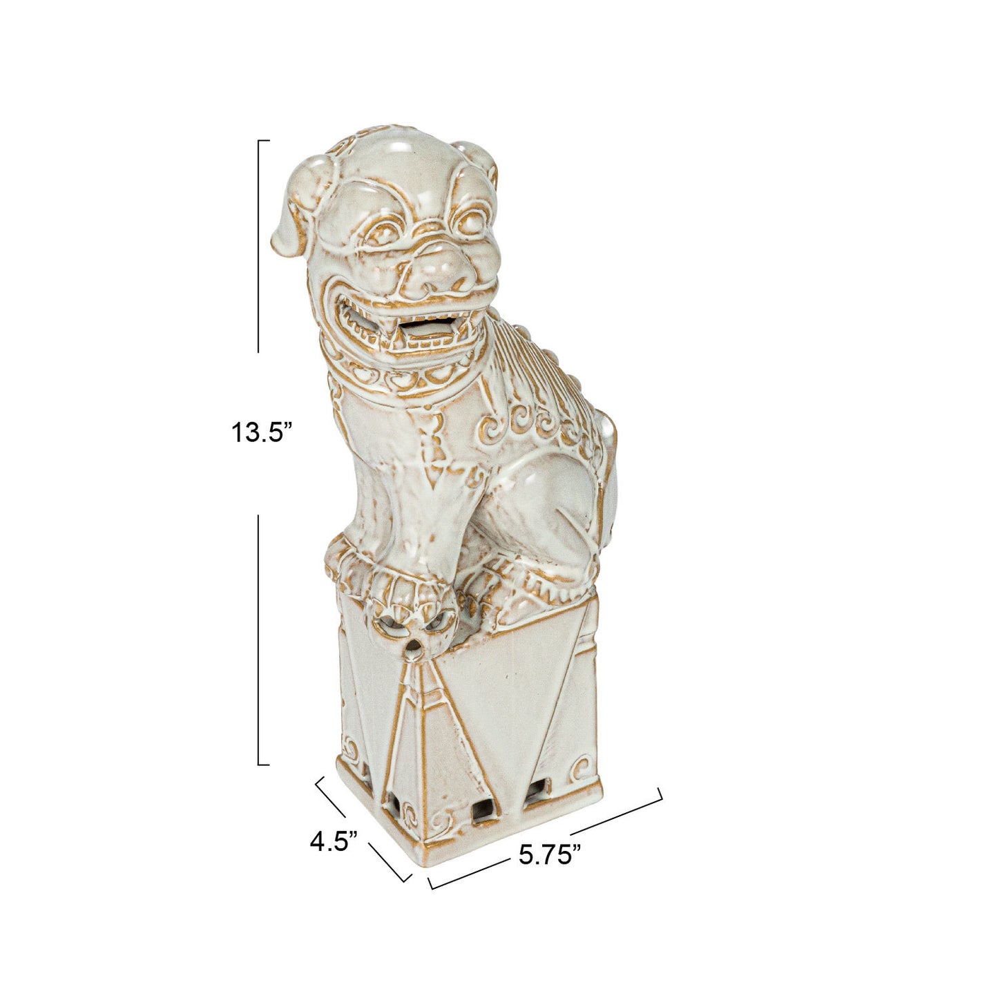 Bookends Stoneware Foo Dogs White 13.25"h (Sold as Pair)