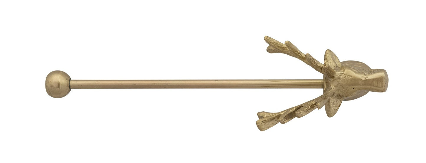Holiday - Candle Snuffer - Cast Aluminum Deer Head Gold Finish 9" Long