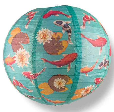 Paper Lantern 14in Regular Rib Pattern Koi Fish