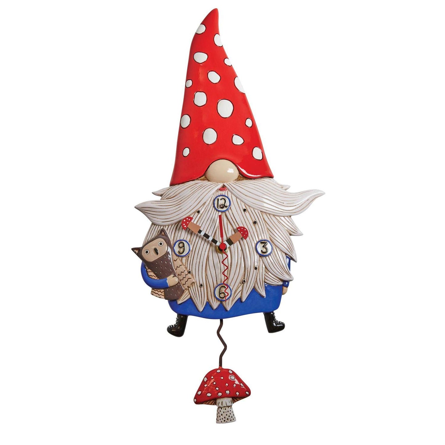 Allen Designs – Wall Clock - Wren the Gnome w/ Pendulum