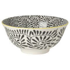 Stamped Pattern Bowl - 6" Black Vines