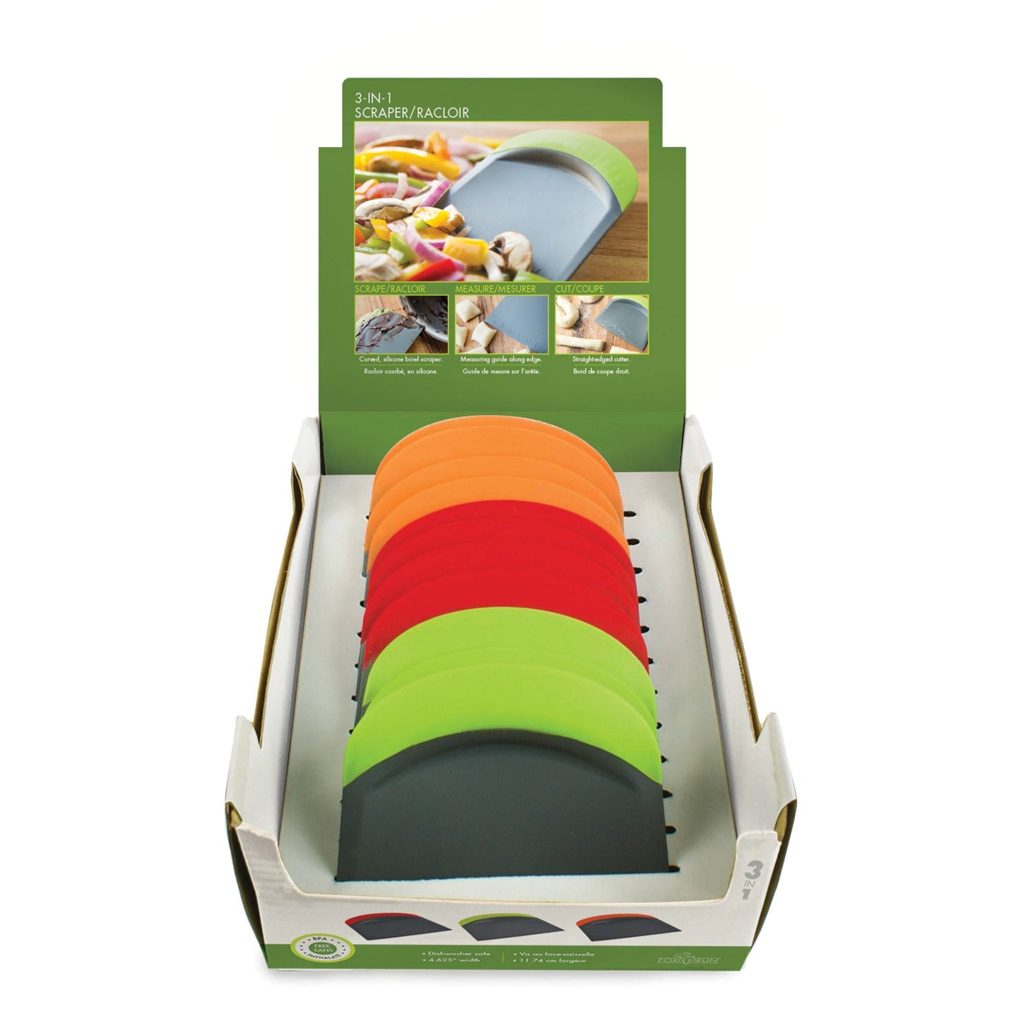 3-in-1 Bench Scraper Dough Cutter Silicone Scraper 3-in-1 - asst. Colors (Sold Individually)