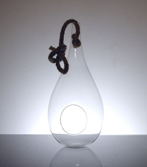 Terrarium Hanging Glass Clear Teardrop 3" Opening 13"n Tall