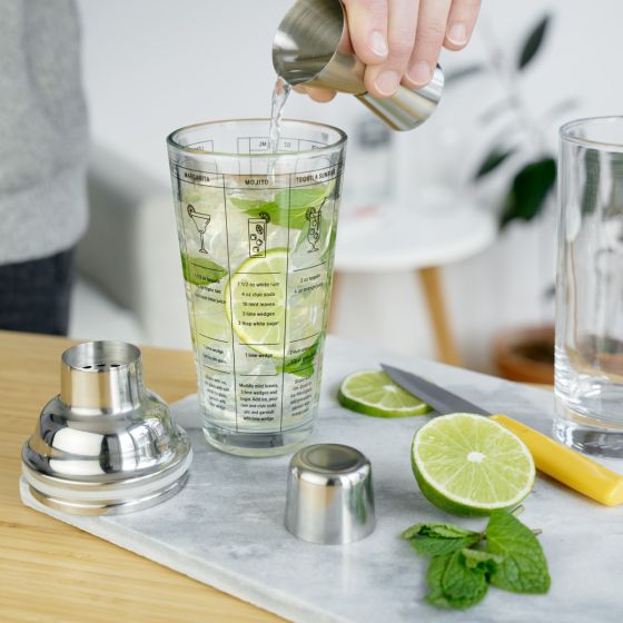 Cocktail Shaker - Glass Recipe Shaker by True