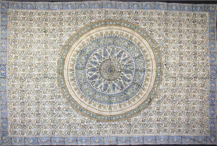Tapestry Twin Size Kalamkari Circle Blue & Green