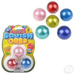 Squish Sticky Orb Metallic 1.6" Set of 3 (Sold Individually)