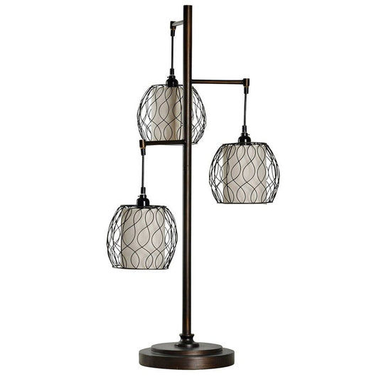 Mid Modern Table Lamp With Caged Woven Shades 37"