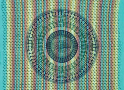 Tapestry Full Size Overprint Madras Circle Bagru Green