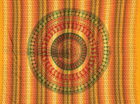 Tapestry Twin Size Overprint Madras Circle Bagru Yellow