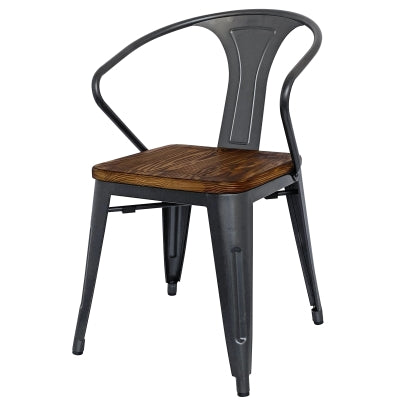 Metropolis Wood Seat Dining Chair 18in With Arms Gunmetal