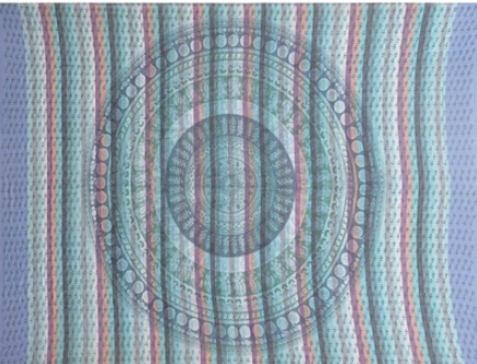 Tapestry Twin Size Overprint Madras Circle Bagru Blue