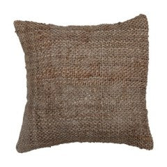 Throw Pillow - Square Woven Jute & Cotton 20" Natural