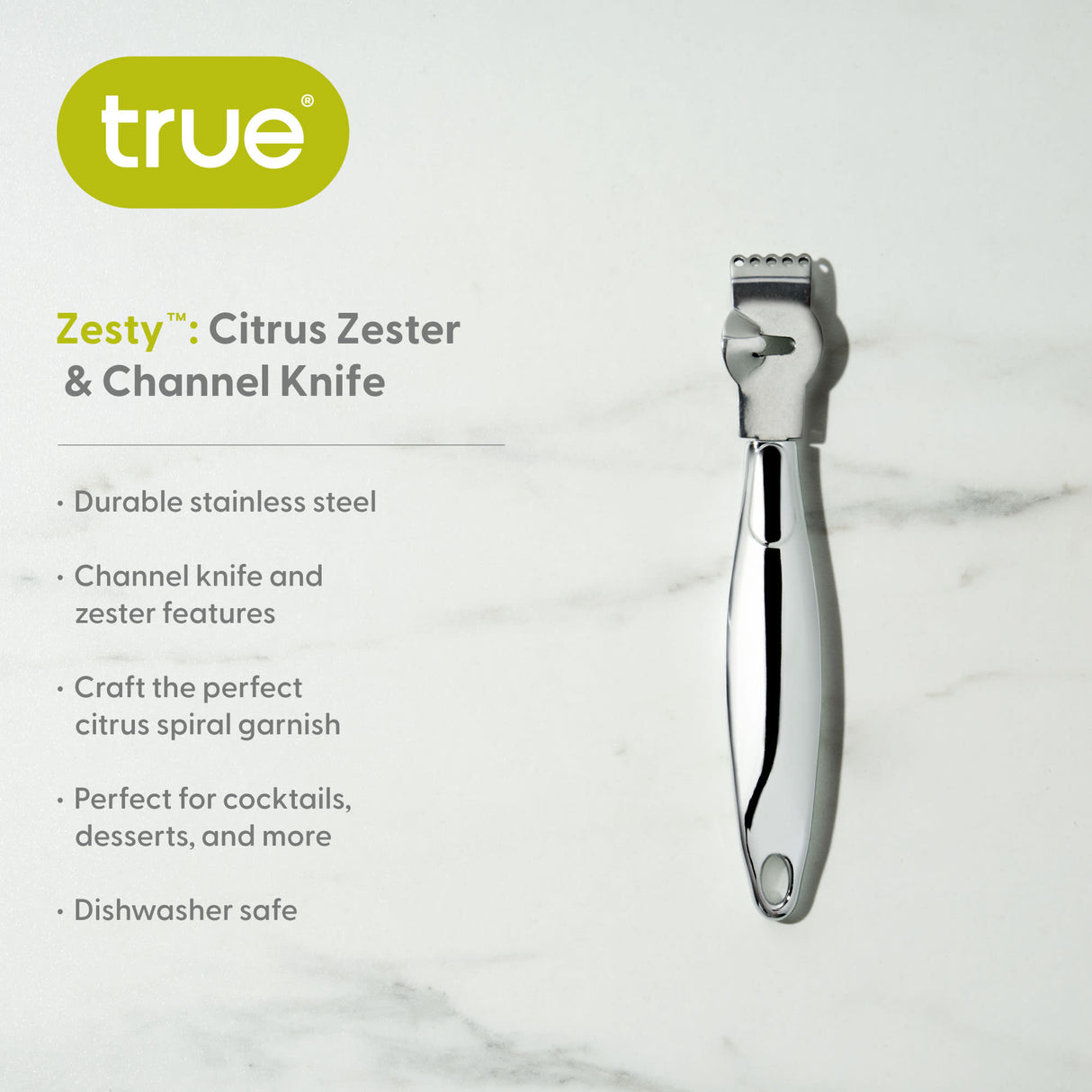 Zester - Zesty Stainless Steel Citrus Lemon Lime & Channel Knife