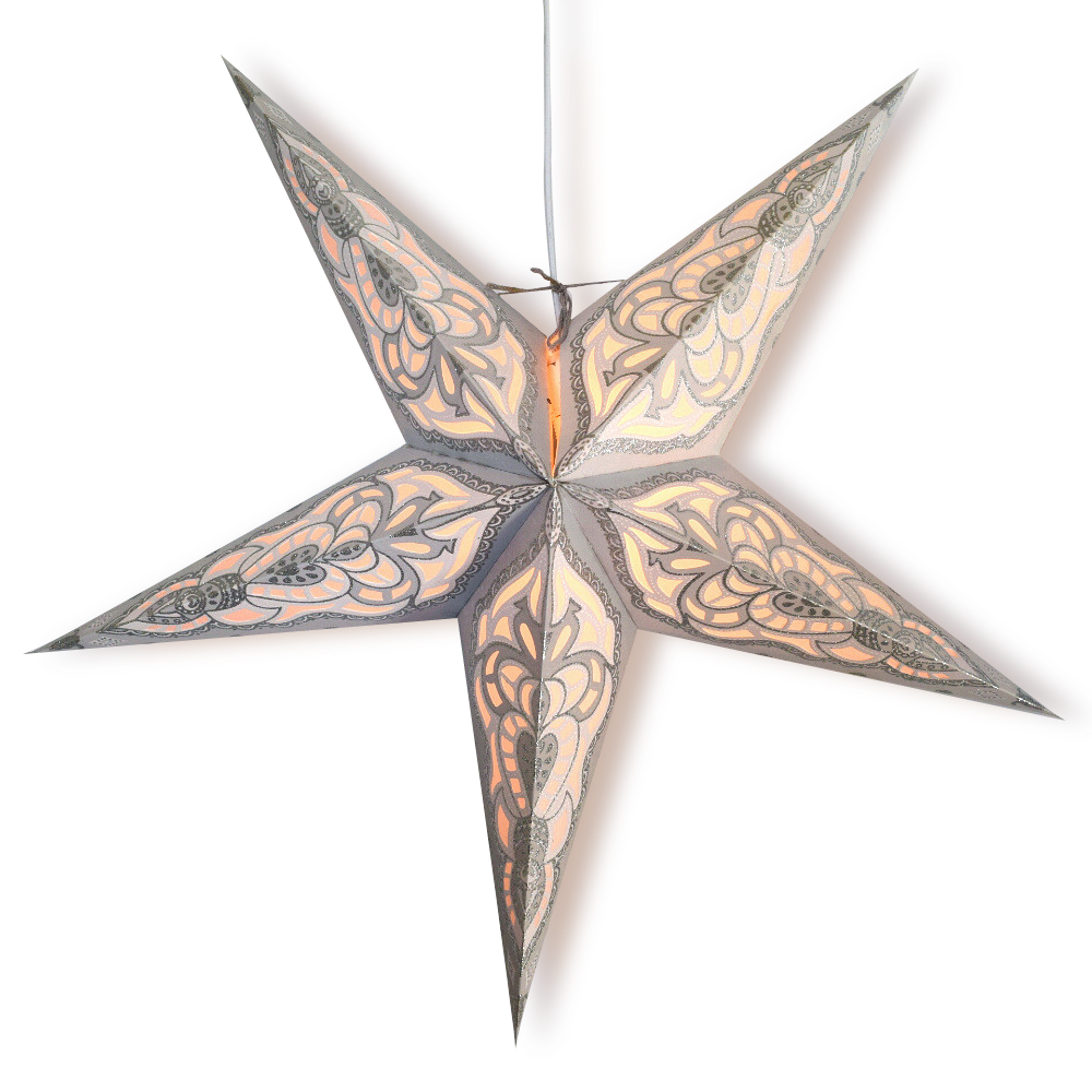 Star Lantern Babylon Beige & Grey Glitter 24"