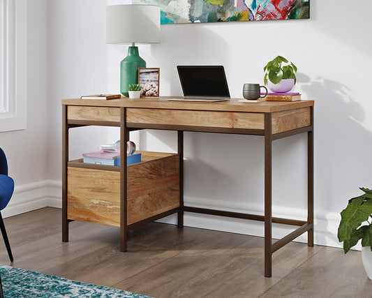 Manhattan Gate Single Pedestal Desk With Drawers Sindoori Mango Finish