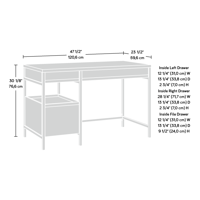 Manhattan Gate Single Pedestal Desk With Drawers Sindoori Mango Finish