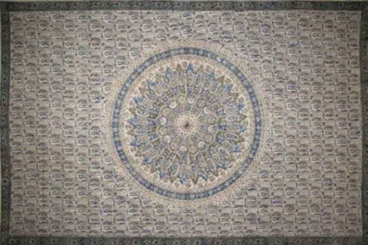 Tapestry Full Size Veggie Circle Block Blue