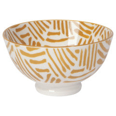 Stamped Pattern Bowl - 4" Ochre Lines