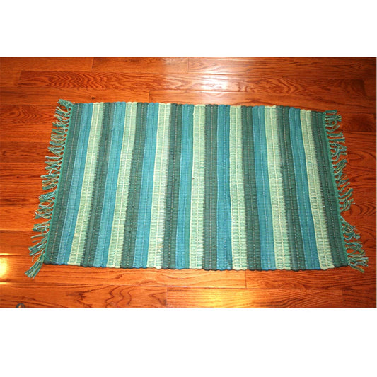 Rug Striped Nubby Teal 3'x5'