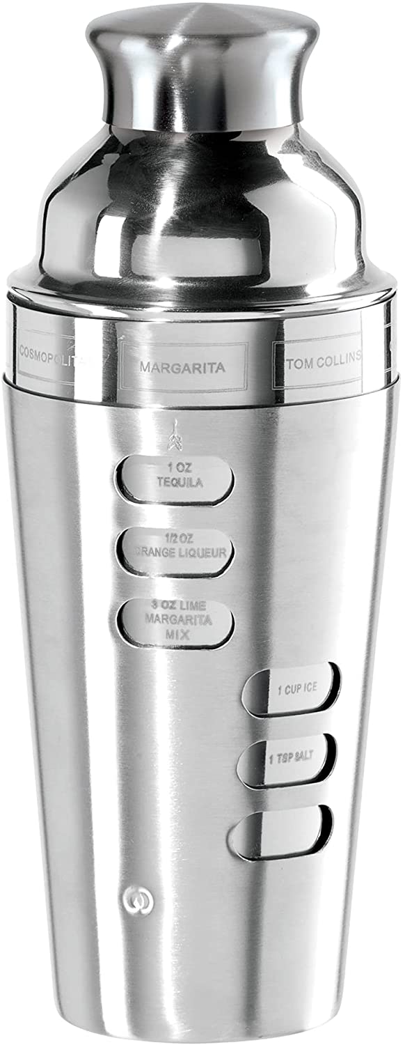 Cocktail Shaker - Stainless Steel w/ 8 Recipes 23oz