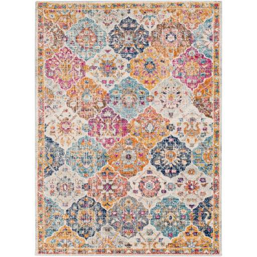 Harput 5'3" X 7'3" Rug Multi Colored Interlocking Scalloped Diamonds