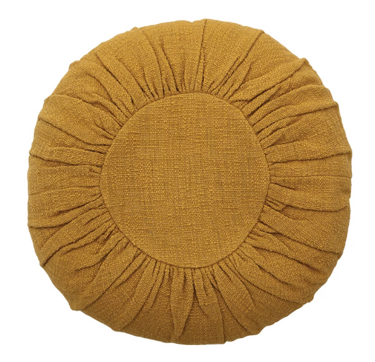 Throw Pillow Round Cotton Mustard 18"