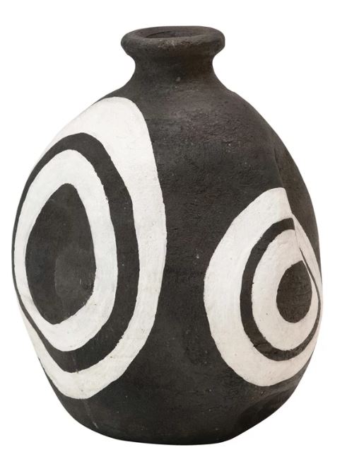 Vase Terracotta Back With White Circles 5.5" High