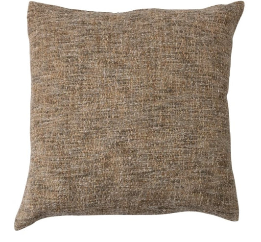 20" Square Melange Cotton Blend Bouclé Pillow, Grey & Tan