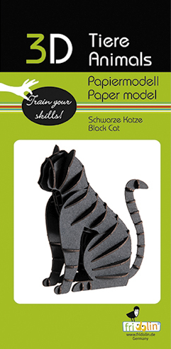 3D Paper Model Kit Cat Black