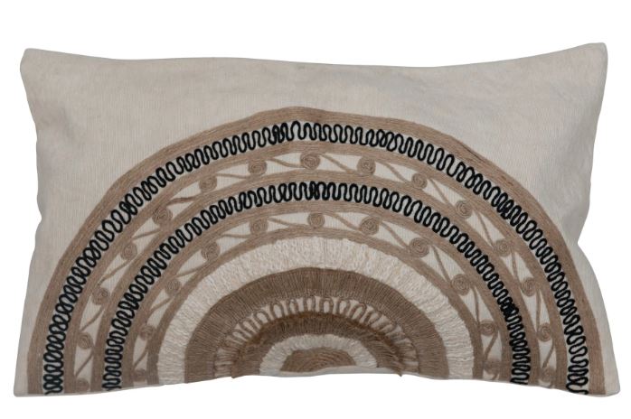 Lumbar Pillow - Cotton & Linen Embroidered Multi Color