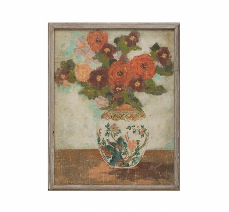 Wall Décor Wood Framed Flowers in Vase