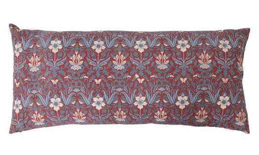 Pillow Lumbar Cotton Floral Red, Blue & White 12" x 36"