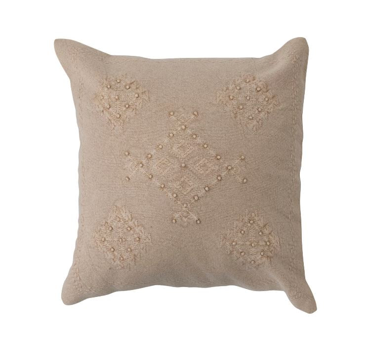 Pillow Cotton Embroidered French Knots Linen 18" Square