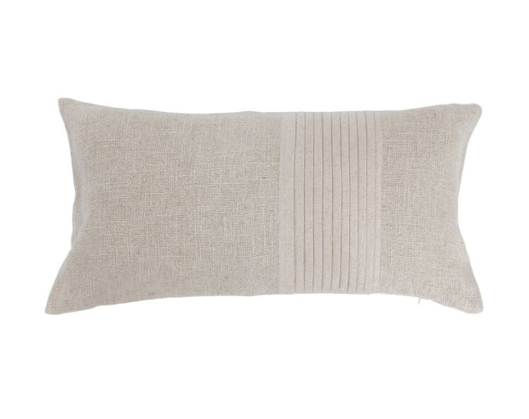 Pillow Lumbar Linen Blend Pleated 12" x 24"