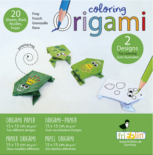 Origami Coloring Frog 15cm x 15cm 20 Sheets