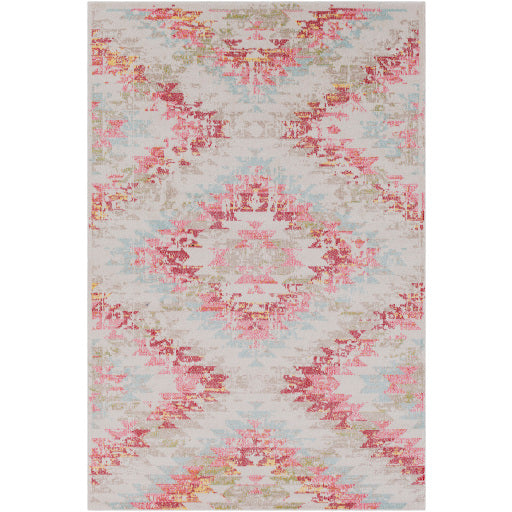 Anika 5'3" X 7'3" Rug Aqua and Bright Pink