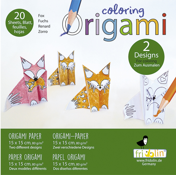 Origami Coloring Fox 15cm x 15cm 20 Sheets