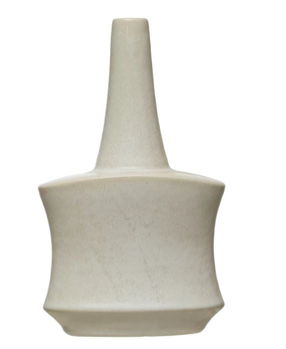 Vase Stoneware Matte White Finish 9.75" High