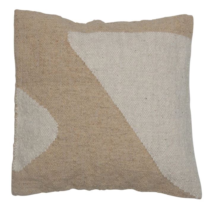 Pillow Square Woven Cotton & Wool Kilim Cream & Beige 20" Square