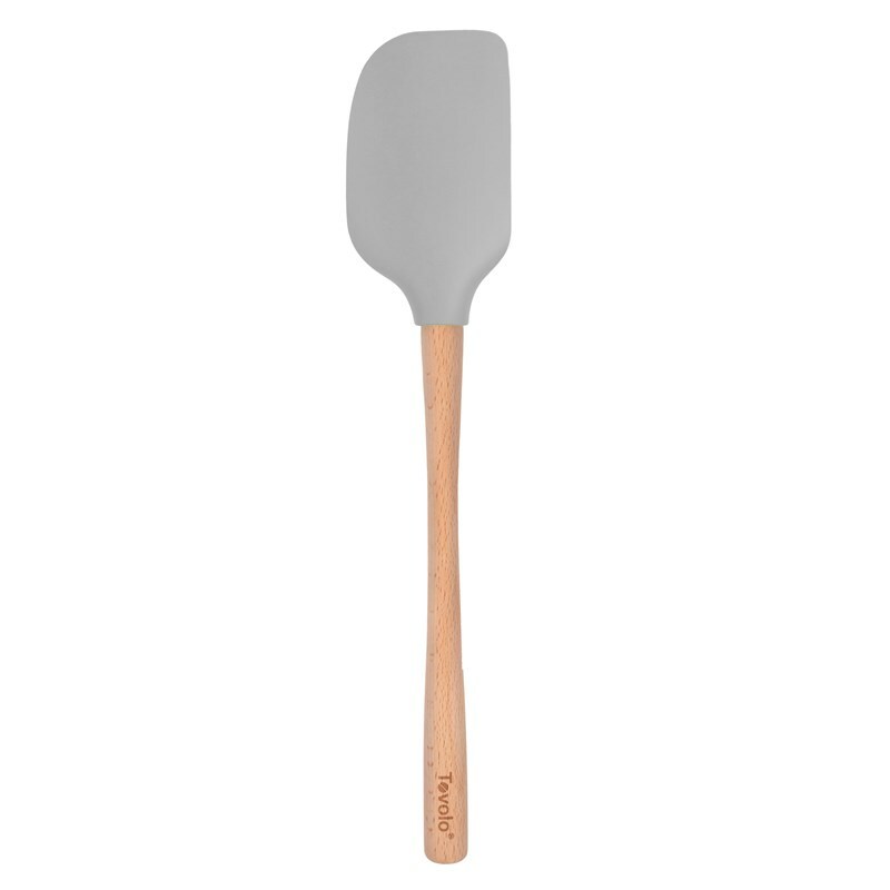 Cooking Utensil - Silicone Spatula w/ Wood Handle Oyster Gray