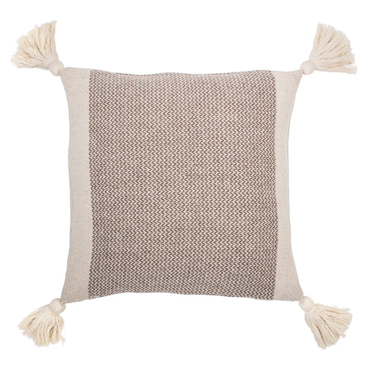 Throw Pillow - Cotton Blend Pillow with Tassels Brown