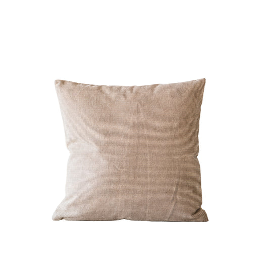 Throw Pillow - 18" Square Cotton Corduroy Front Sand