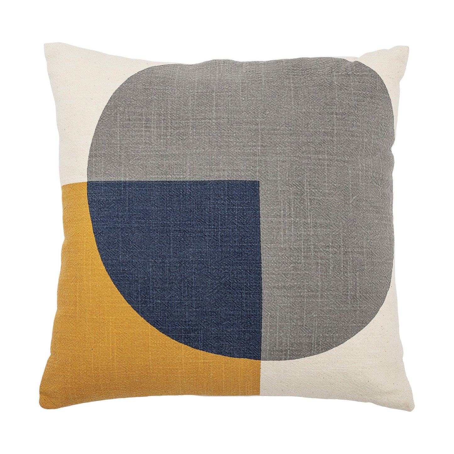 Throw Pillow - Square Printed Cotton Geometric Mustard and Gray