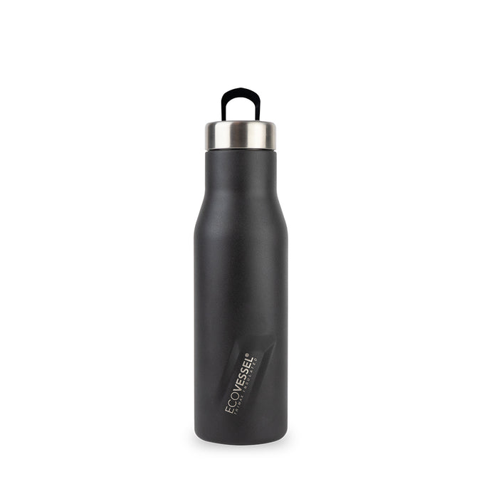 Water/Wine Bottle - The Aspen Insulated Stainless Steel Black 16oz
