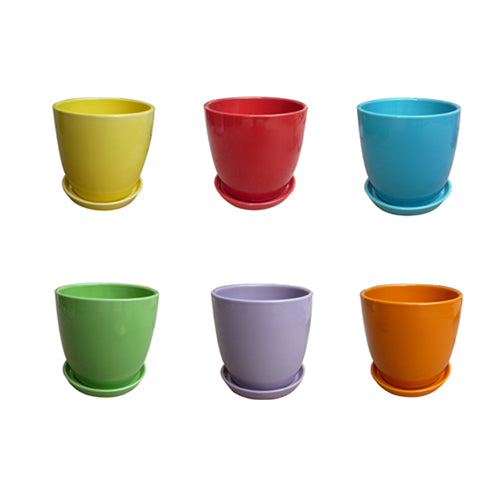 6.5" Torres Planter With Saucer Assorted Colors (Sold Individually)