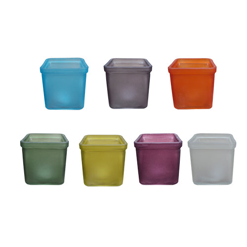 Colored Glass Cache Pot Assorted 3in (Sold Individually)